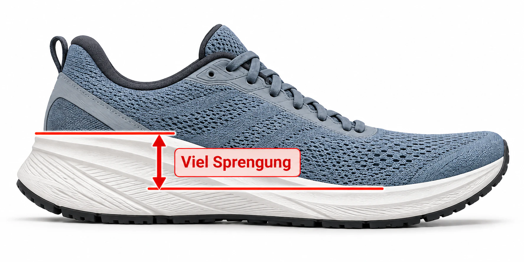 Laufschuh mit hoher Sprengung